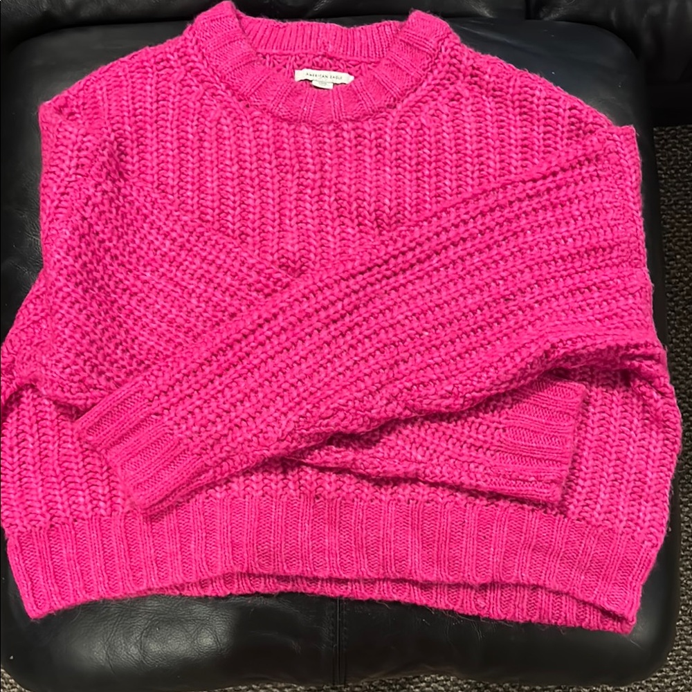 American Eagle Outfitters Vibrant Pink Crew Neck Sweater